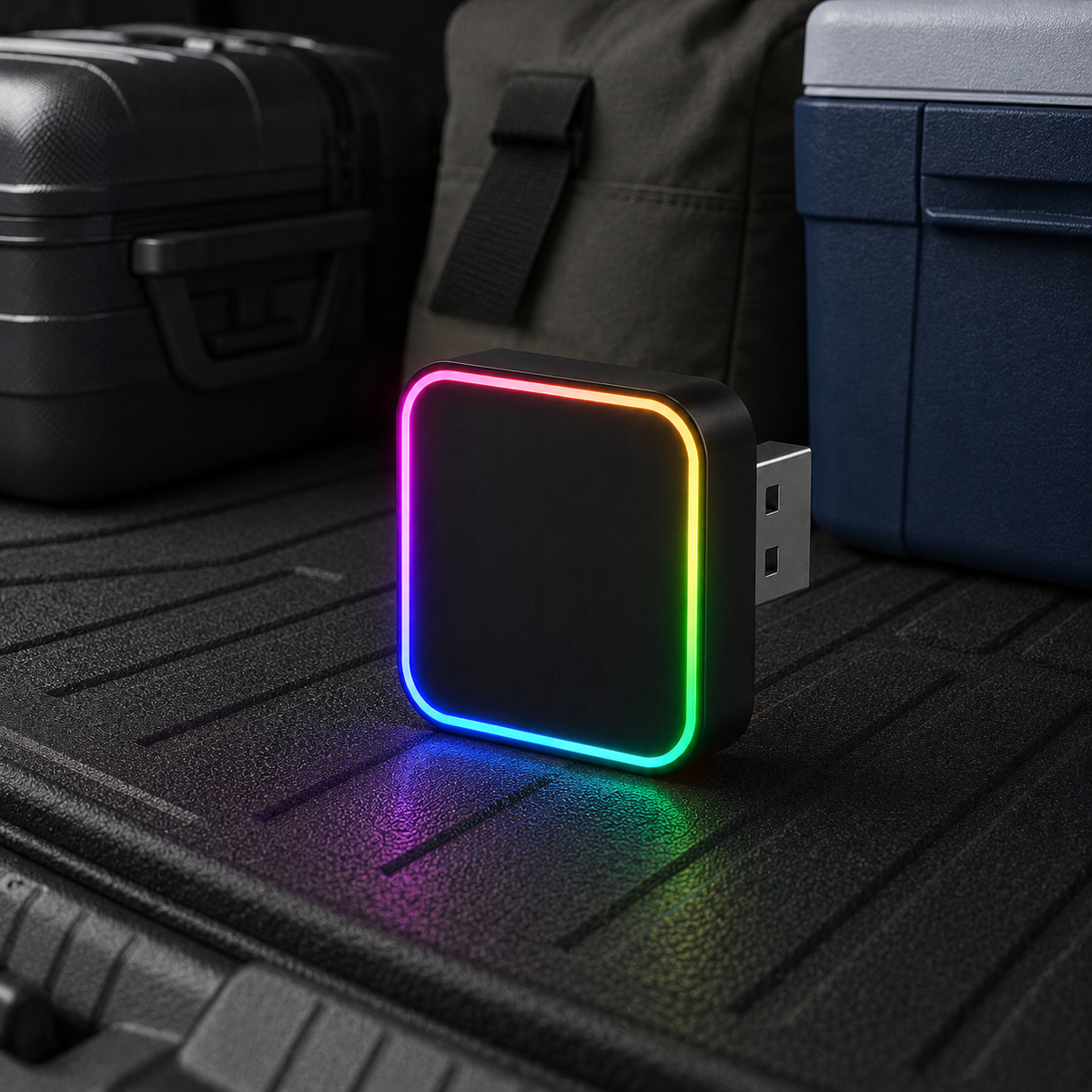 SquareGlow USB Car Ambient Light – Plug-In Rainbow Interior LED
