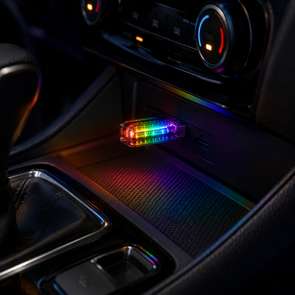 Rainbow USB Car Ambient Light – Plug-In Multicolor Interior LED Glow