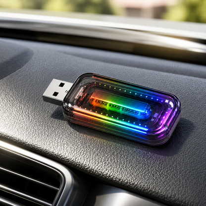 Rainbow USB Car Ambient Light – Plug-In Multicolor Interior LED Glow