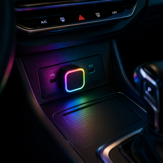 SquareGlow USB Car Ambient Light – Plug-In Rainbow Interior LED