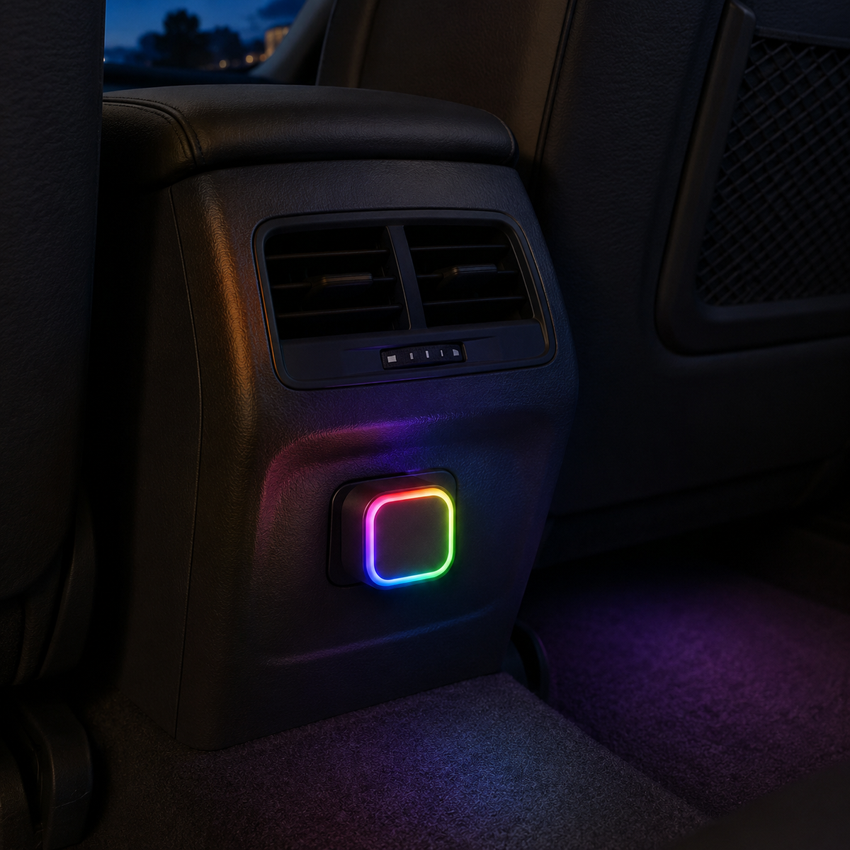 SquareGlow USB Car Ambient Light – Plug-In Rainbow Interior LED
