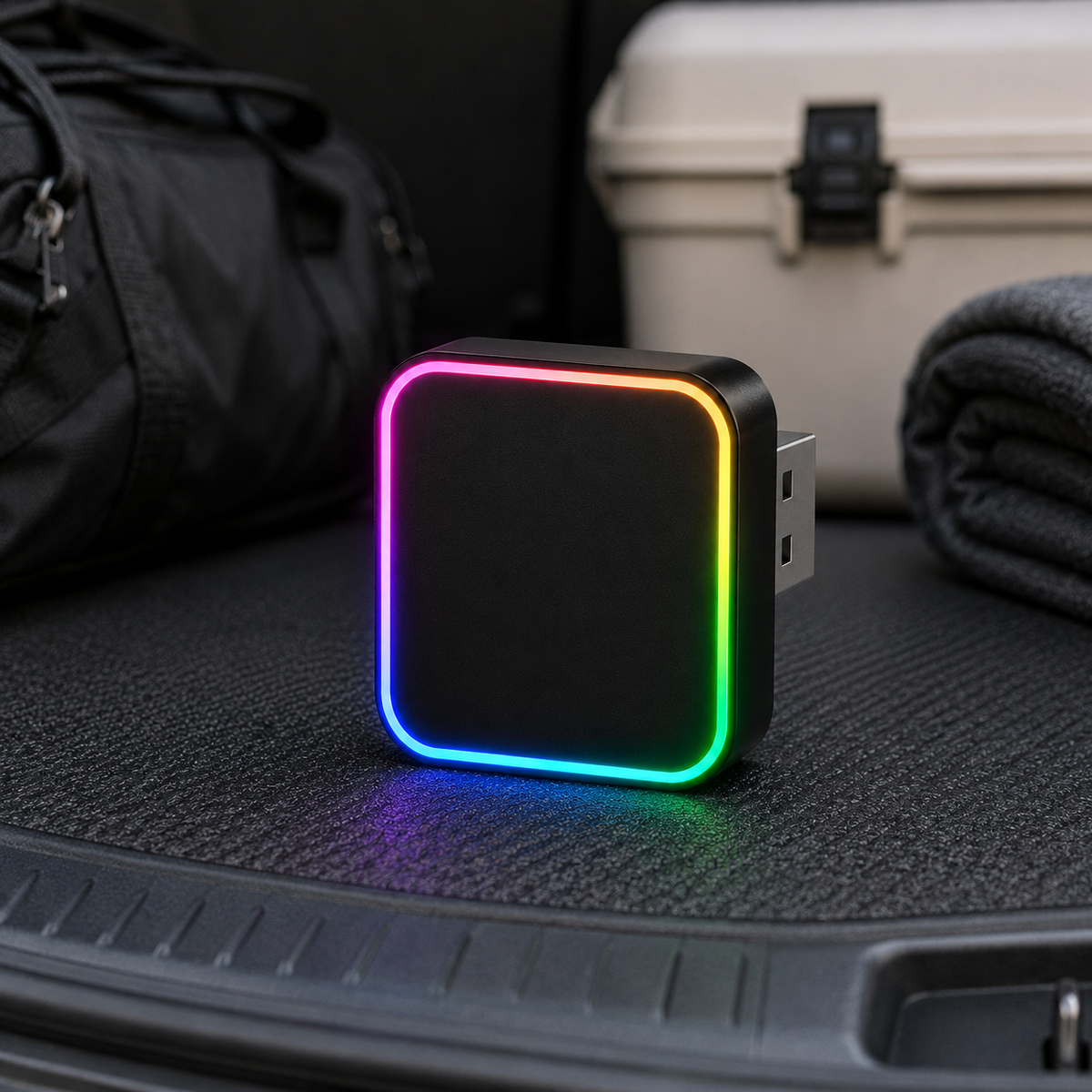 SquareGlow USB Car Ambient Light – Plug-In Rainbow Interior LED