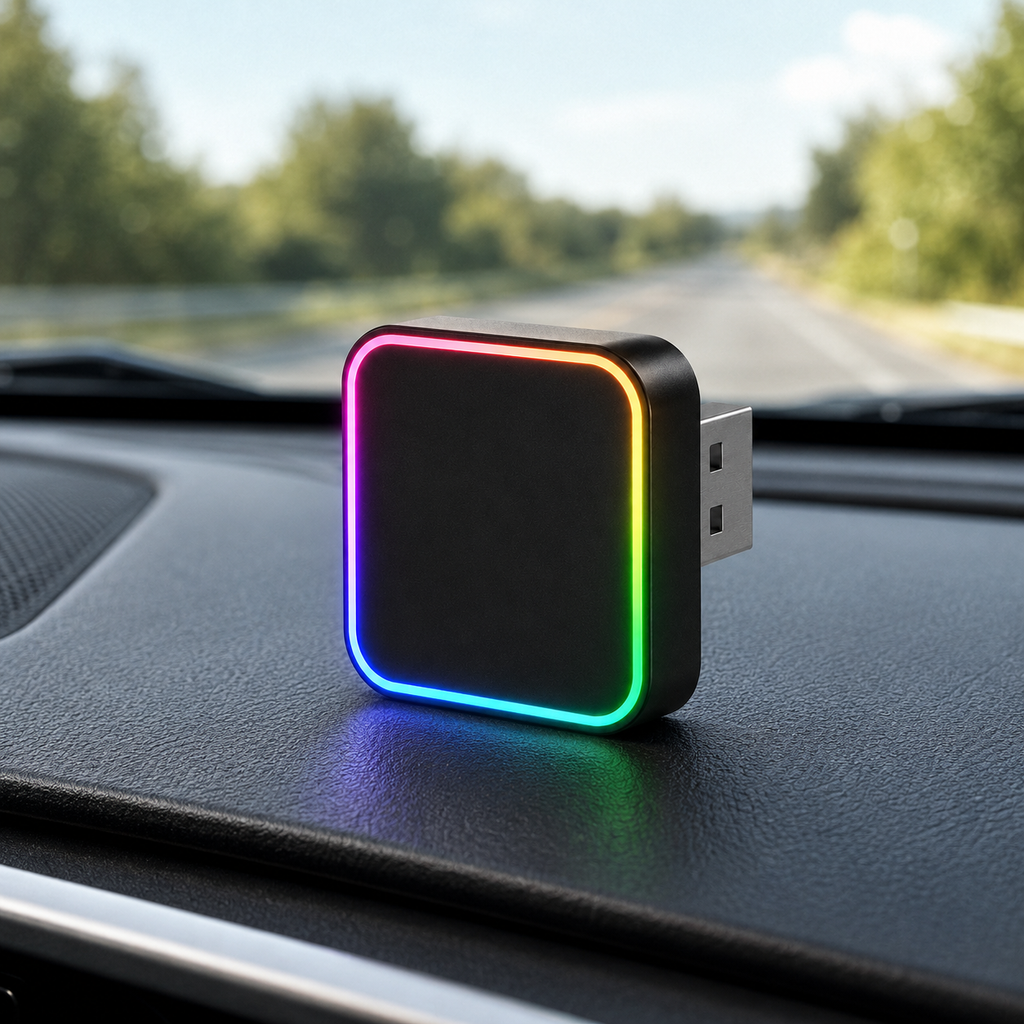 SquareGlow USB Car Ambient Light – Plug-In Rainbow Interior LED