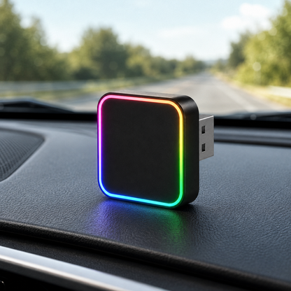 SquareGlow USB Car Ambient Light – Plug-In Rainbow Interior LED
