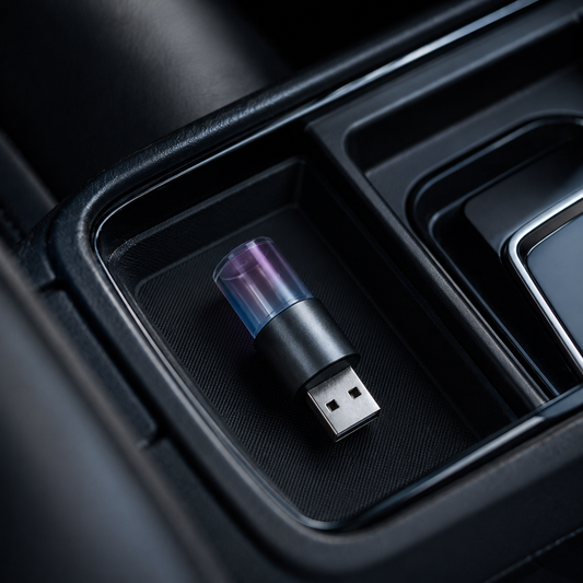 CrystalGlow USB Car Ambient Light – Compact Multicolor Interior Lamp