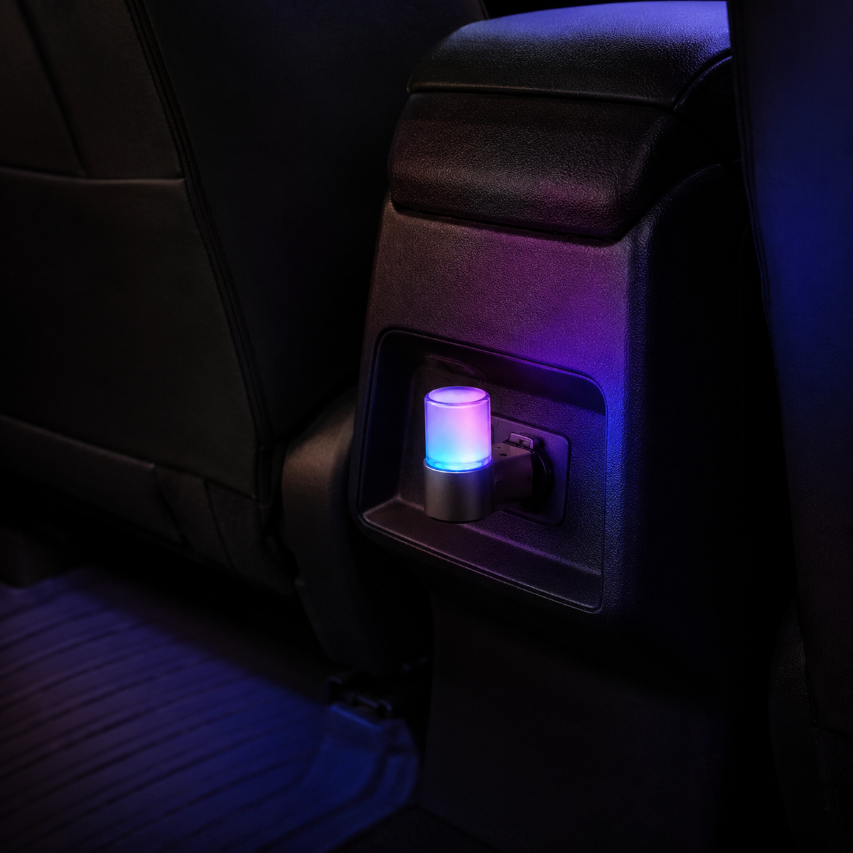 CrystalGlow USB Car Ambient Light – Compact Multicolor Interior Lamp