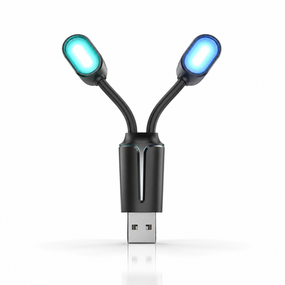 TwinBeam Flexible USB Car Light – Dual-Head Adjustable Interior Lamp