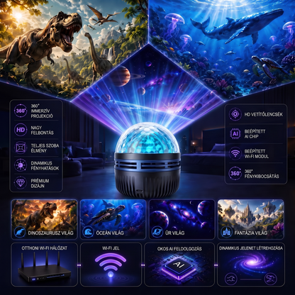Hivatalos áruház | 🦖🌌 SCNDR® 360° okos holografikus csillagos égbolt projektor (HD Smart Dynamic 5D)