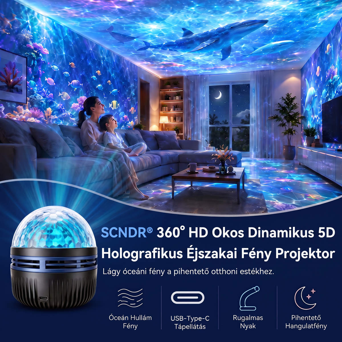 Hivatalos áruház | 🦖🌌 SCNDR® 360° okos holografikus csillagos égbolt projektor (HD Smart Dynamic 5D)