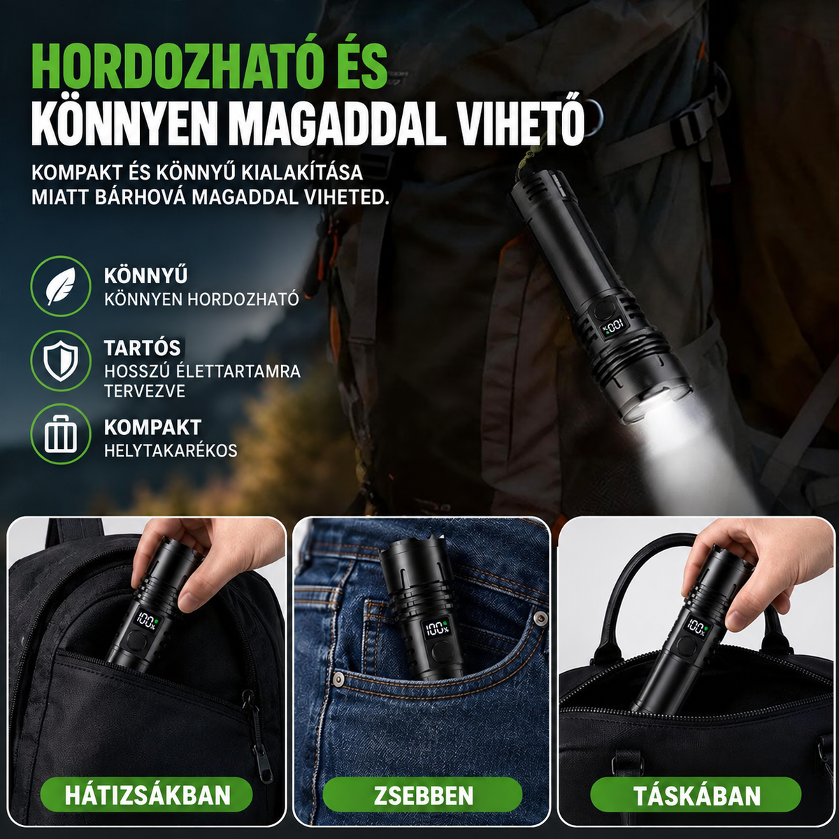 Akár 70% kedvezmény a Billhol® prémium túlélő zseblámpára!🎃